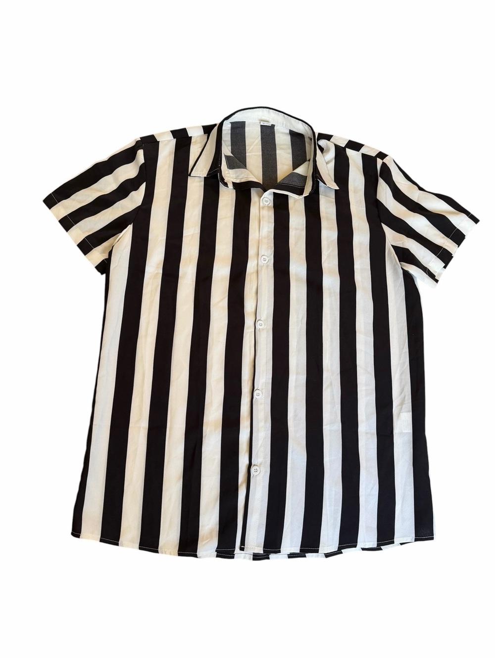 🌟Black & White Vertical Stripe Short-Sleeve Button-Up Shirt